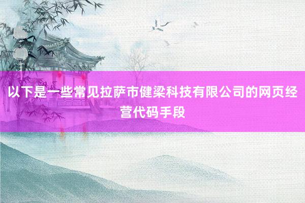 以下是一些常见拉萨市健梁科技有限公司的网页经营代码手段
